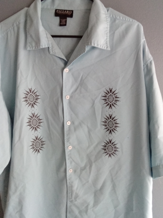Fizzaro Collection Other - Fizzaro Collection Mens Light Blue Sunburst Embroidered Short Sleeve Shirt XL